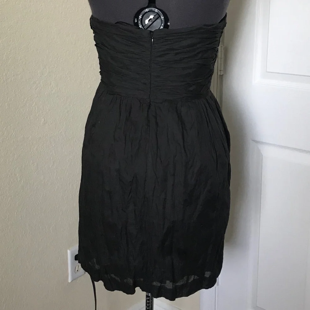 J. Crew Dark Gray Stripe Cotton Blend Strapless Dress • Summer • Size 12 🔴